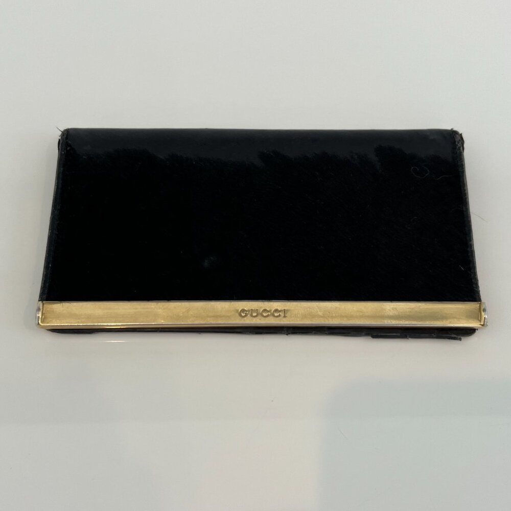 GUCCI VINTAGE BLACK CHECK BOOK & CARD HOLDER WALLET